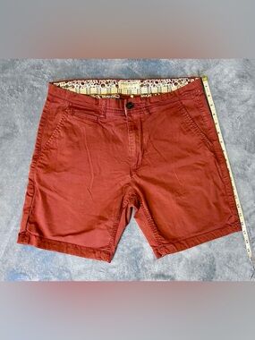 Men's Denim & Flower Casual Red Cotton Shorts